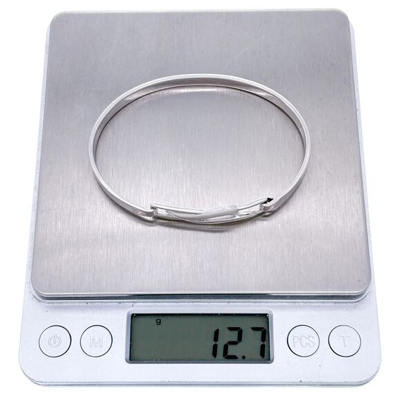 Vintage Sterling Silver 925 Diamond Modernist Bangle Bracelet 6.5" - Picture 7 of 7